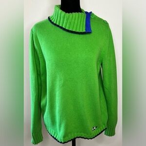 Vintage 90’s Norton McNaughton green and blue nautical knit sweater. Medium EUC
